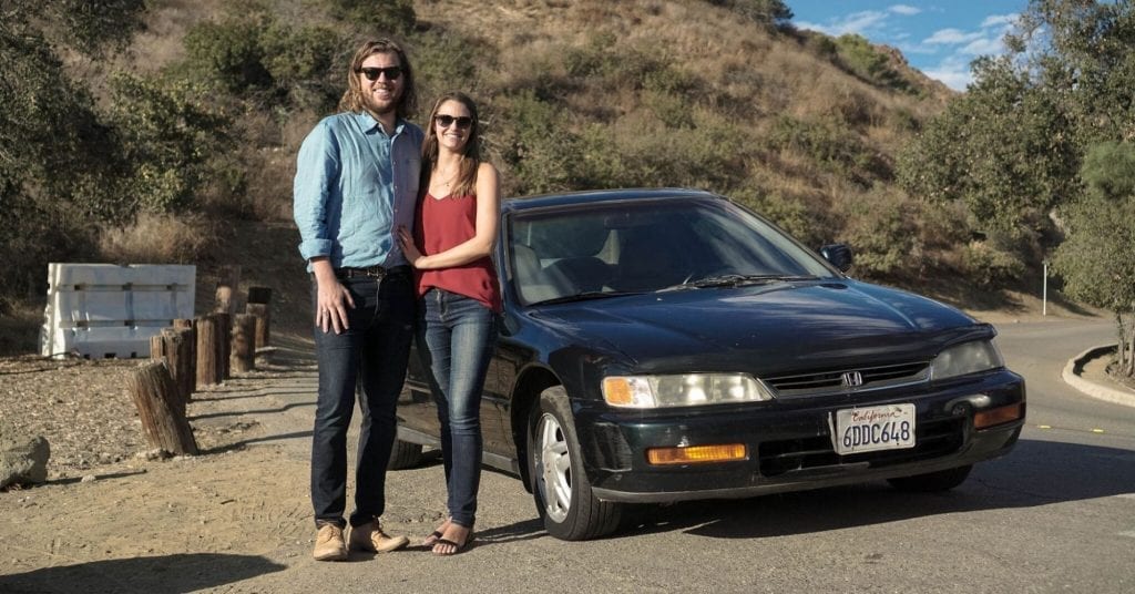 Max Lanman with his fiancé and her 1996 Honda Accord